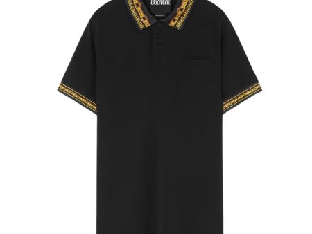 Versace Jeans Couture Collar Chain Couture Black & Gold Polo Shirt Supply