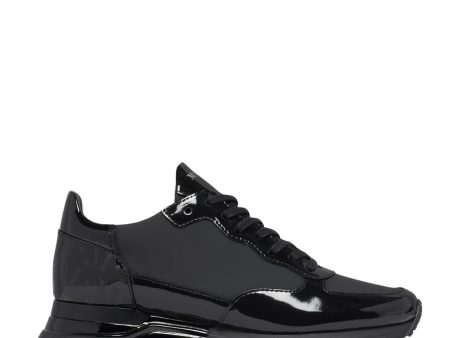 Mallet London Popham Patent Triple Black Trainers Online now