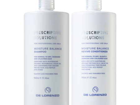 De Lorenzo Prescriptive Solutions Moisture Balance Shampoo & Revive Conditioner 960ml Duo Online Sale