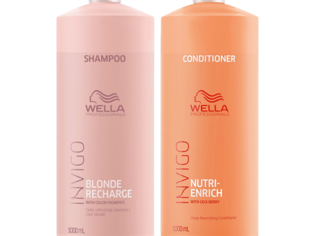 Wella Invigo Blonde Recharge Shampoo & Nutri-Enrich Conditioner 1000ml Duo Discount