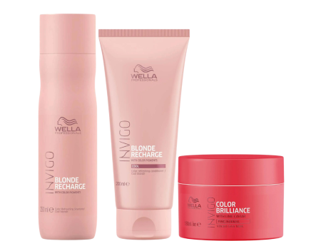 Wella Invigo Blonde Recharge Shampoo, Conditioner & Colour Brilliance Mask Trio Pack For Discount