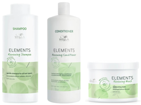 Wella Elements Renewing Shampoo, Conditioner 1000ml + Mask 500ml Fashion