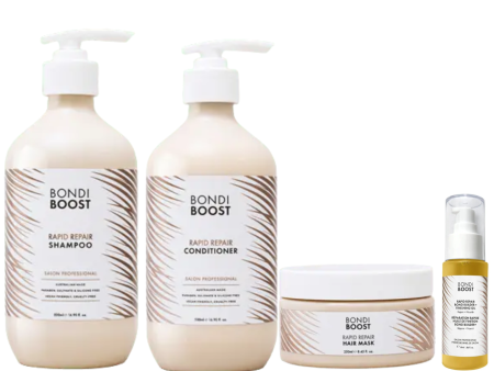 Bondi Boost Rapid Repair Bond Builder Shampoo, Conditioner, Mask & Finishing Oil Quad Bundle Fashion