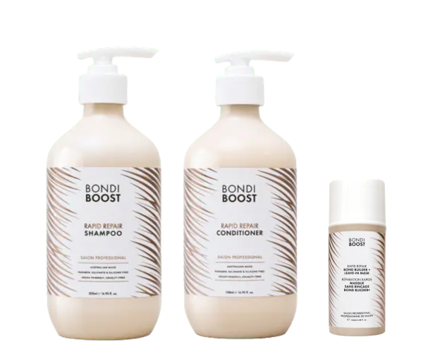 Bondi Boost Rapid Repair Bond Builder Shampoo, Conditioner 500ml & Leave In Mask 100ml Trio Fashion