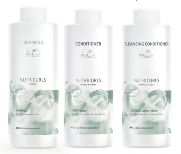 Wella Nutricurls Curls 1000ml Trio, Curls Shampoo, Detangling Conditioner & Cleansing Conditioner 1000ml on Sale