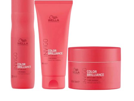 Wella Invigo Color Brilliance Shampoo 250ml, Conditioner 200ml & 150ml Mask Trio For Sale